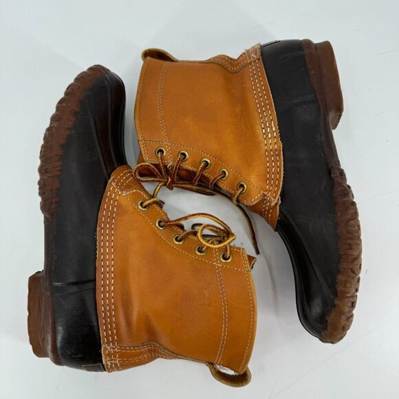 L.L. Bean Vintage Original Classic Brown Bean Leather Waterproof Rain 8 Boots - Picture 2 of 8